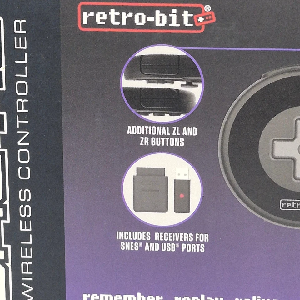 Retro-Bit Legacy16 Wireless 2.4 GHz SNES Controller Onyx Black Brand New Sealed - Image 3 of 4