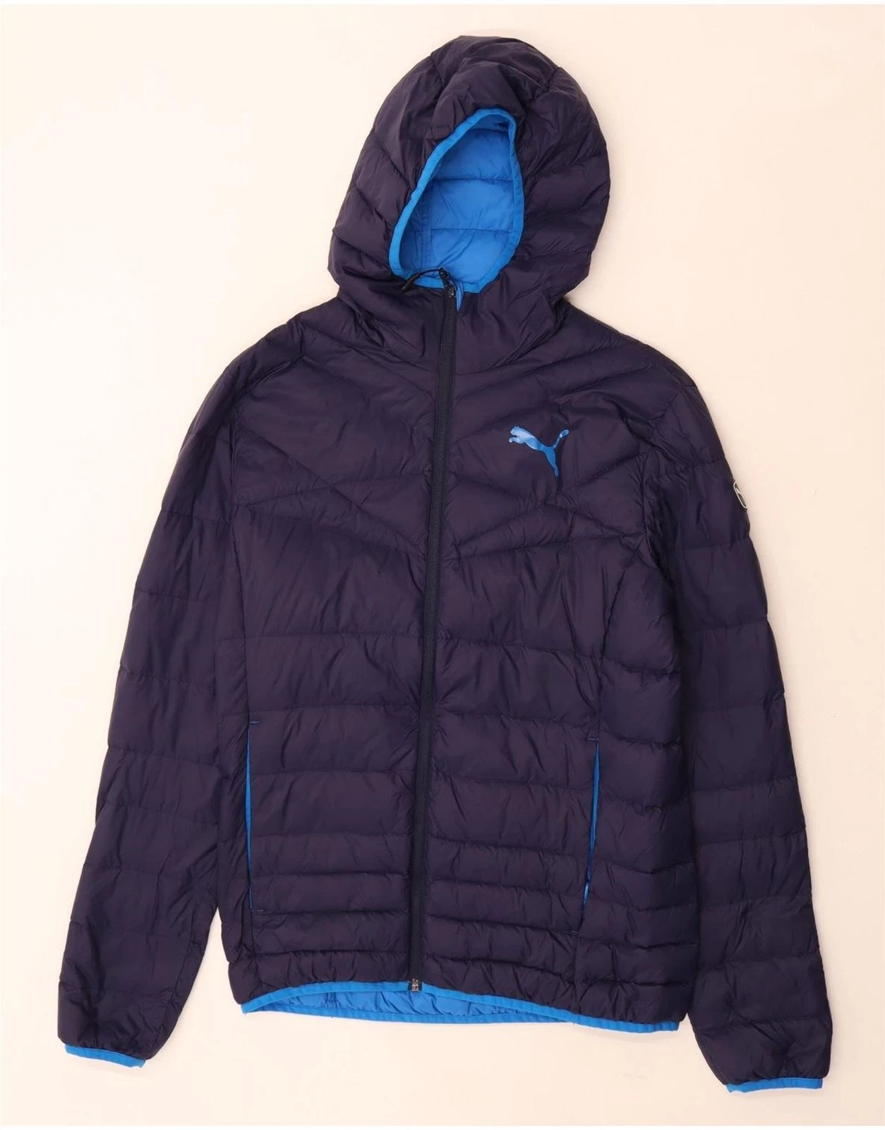 Puma Mens Hooded Padded Jacket UK 36 Small Navy Blue CH15