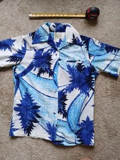 Vintage Aloha Shirt Mens Small Tiki Polynesian 60s Hawaiian Rockabilly