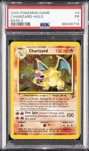 2000 POKEMON BASE SET 2 #4 CHARIZARD-HOLO PSA 1