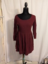 American Eagle Burgundy Maroon Knee Length Sweater Dress Sz L