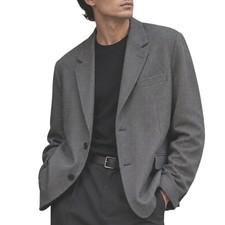 Nautica Mens Preppy Blazer 42L Gray Black Micro Pattern Sport Coat Map Lining