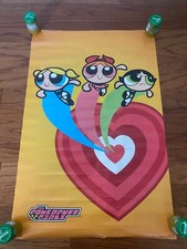 1999 Vintage "THE POWERPUFF GIRLS" CARTOON NETWORK SHOW "HEART" Poster, RARE 