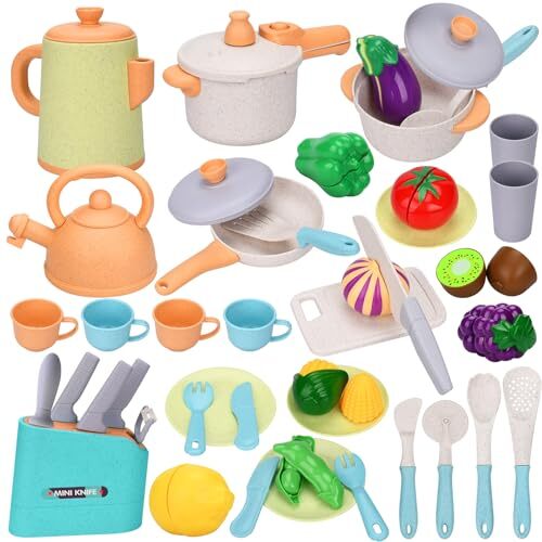 Accessoire Cuisine Enfant 42 pcs avec Pots et Casseroles,Ustensile Cuisine Enfant, Fruits et Légumes Jeux,Pots et Casseroles Jouet,Chef Jeu de Rôle Accessoire Cuisine Enfant 42 pcs avec Pots et Casseroles,Ustensile Cuisine Enfant, Fruits et Légumes Jeux,Pots et Casseroles Jouet,Chef Jeu de Rôle