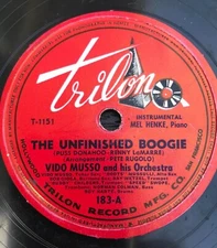 78 rpm Vido Musso Trilon 183 The Unfinished Boogie- Trees Vocal Ray Wetzel V+