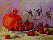 Cherries Impasto Painting Original Art Impressionistic Oil Painting 12 x 16 in