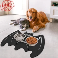 Pet Mats for Food and Water Dog Cat Food Mats Pet Feeding Mat Gift Halloween bat