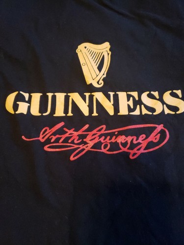 Vintage 80s Black Screen Stars Guinness Beer XL Tee Shirt Single Stitch Thin - Picture 2 of 5