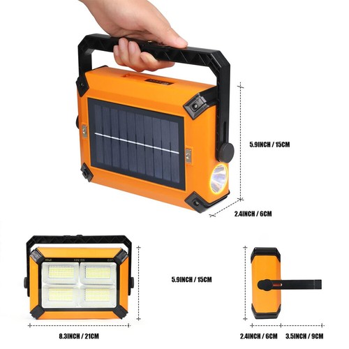 LED Baustrahler Akku Tragbar Solar Arbeitsleuchte Werkstattlampe Flutlicht IP65 - Bild 7 von 15