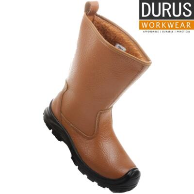 Durus Workwear Stahlkappe Sicherheit Schutz Fell gefüttert Rigger Langstiefel