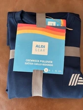 ALDI Gear 2025  Unisex Crewneck Pullover navy Blue Reflecting Logo Size Small