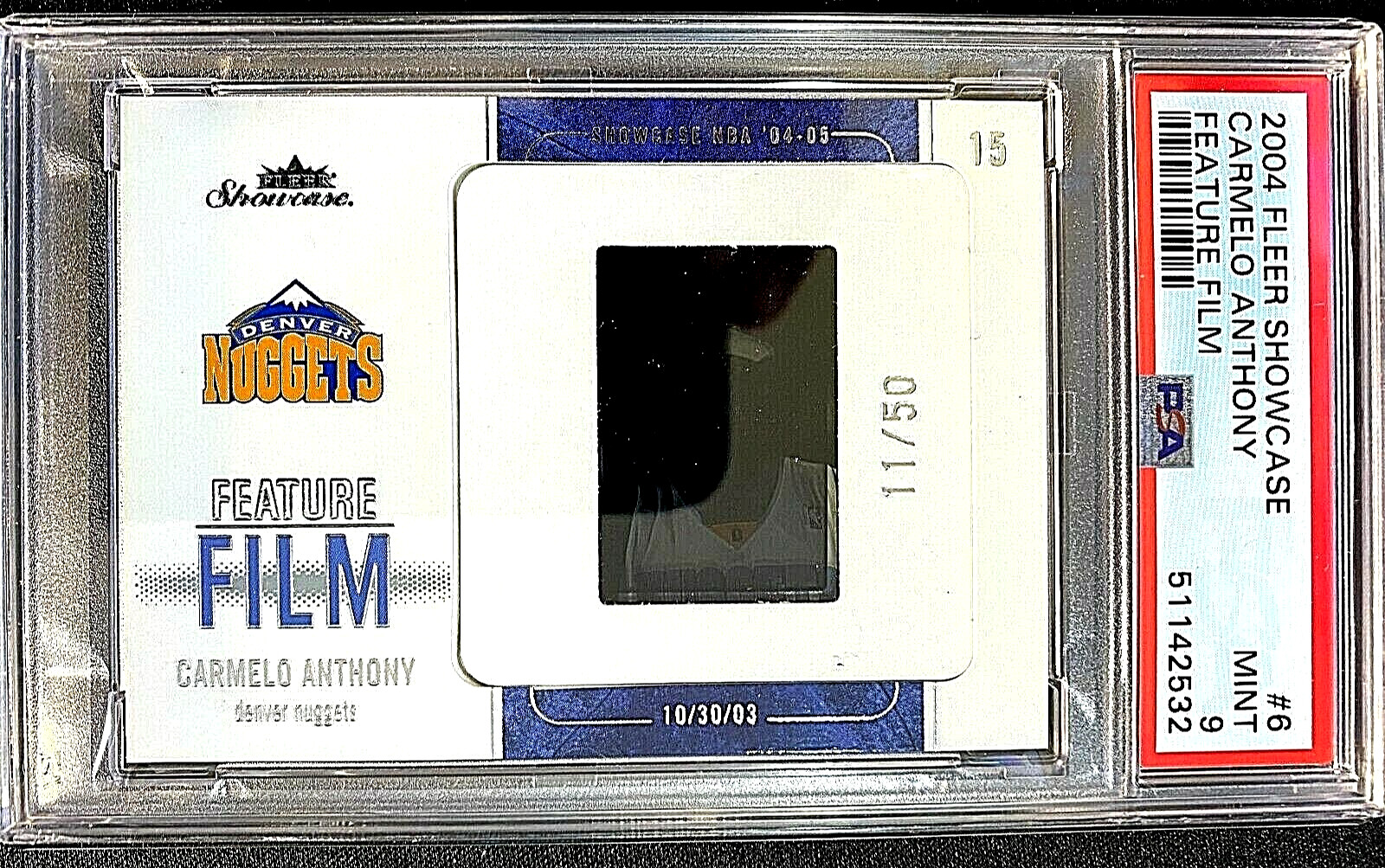 2004-05 PSA 9 Carmelo Anthony Feature Film SP RARE#D /50 Fleer Showcase =GRD588=