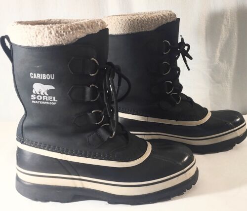 Sorel Caribou Black Waterproof Insulated Snow Boots Womens Size 9 - Picture 1 of 23