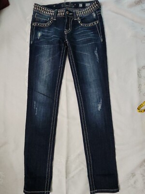 Miss Me Rhinestone Studded Jean's Size 27 Jp513054 Skinny Women's
