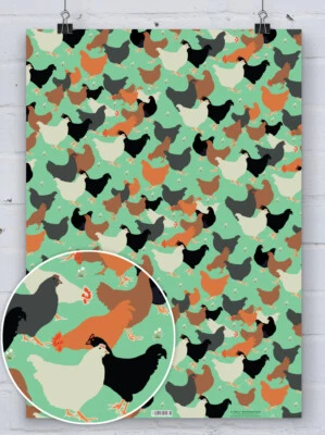 Emily Burningham Pretty Cute 'Hens' Wrapping Paper Gift Wrap Chickens Birthday