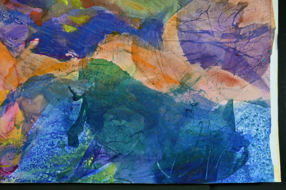 Pintura Acuarela 30" Abstracta Carolynn Mann Arte Fantasía Aguas Colores A202 Foto 4 de 4