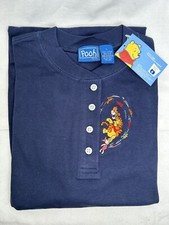 NEW VTG Disney Winnie Pooh Jerry Leigh Embroidered Long Sleeve Shirt L Navy Blue