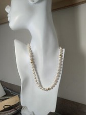14K Gold Bead and Real Semi Baroque Akoya High Quality Pearl 21" Necklace