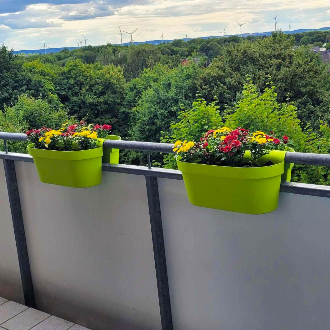 Balkonpflanzen-Kleiderbügel – 2 Stück Graue Hängende Blumentöpfe Mit Drainage – Für Wand & Balkon