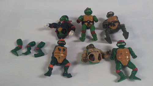 Vintage TMNT Action Figure Lot 6 for Parts Repair Turtles 1980s Rare Replacement