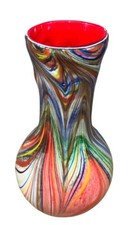 Italian Murano Glass Style Multicolor Swirl Vase 13 In