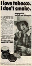 1975 Vintage Print Ad Skoal Smokeless Tobacco Walt Garrison Football Rodeo Star