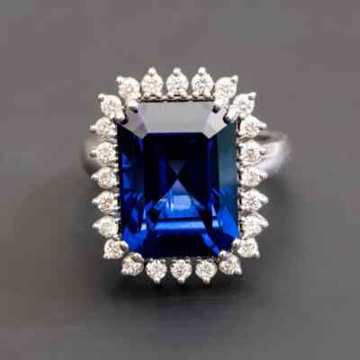 5.00 Ct Natural Sapphire Diamond Engagement Proposal Ring 14K Solid White Gold