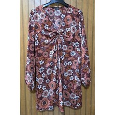 As You Wish Dress Women Sz XL Floral Long Sleeve Hippie Boho Cottagecore