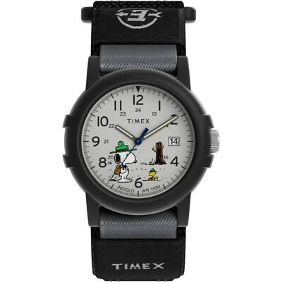 Timex Men's Watch Expedition Peanuts Beagle Scout Black Fabric Strap TW4B29100