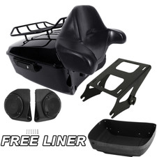Black King Trunk Pad Mount &Speakers Fit For Harley Touring 2014-Up 18