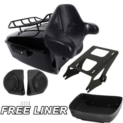 King Trunk Pad Mount Rack &Speakers Fit For Harley Touring Glide 14-Up