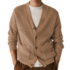 Men's knitted sweater, European and American V-neck thick cardigan, sweater jack