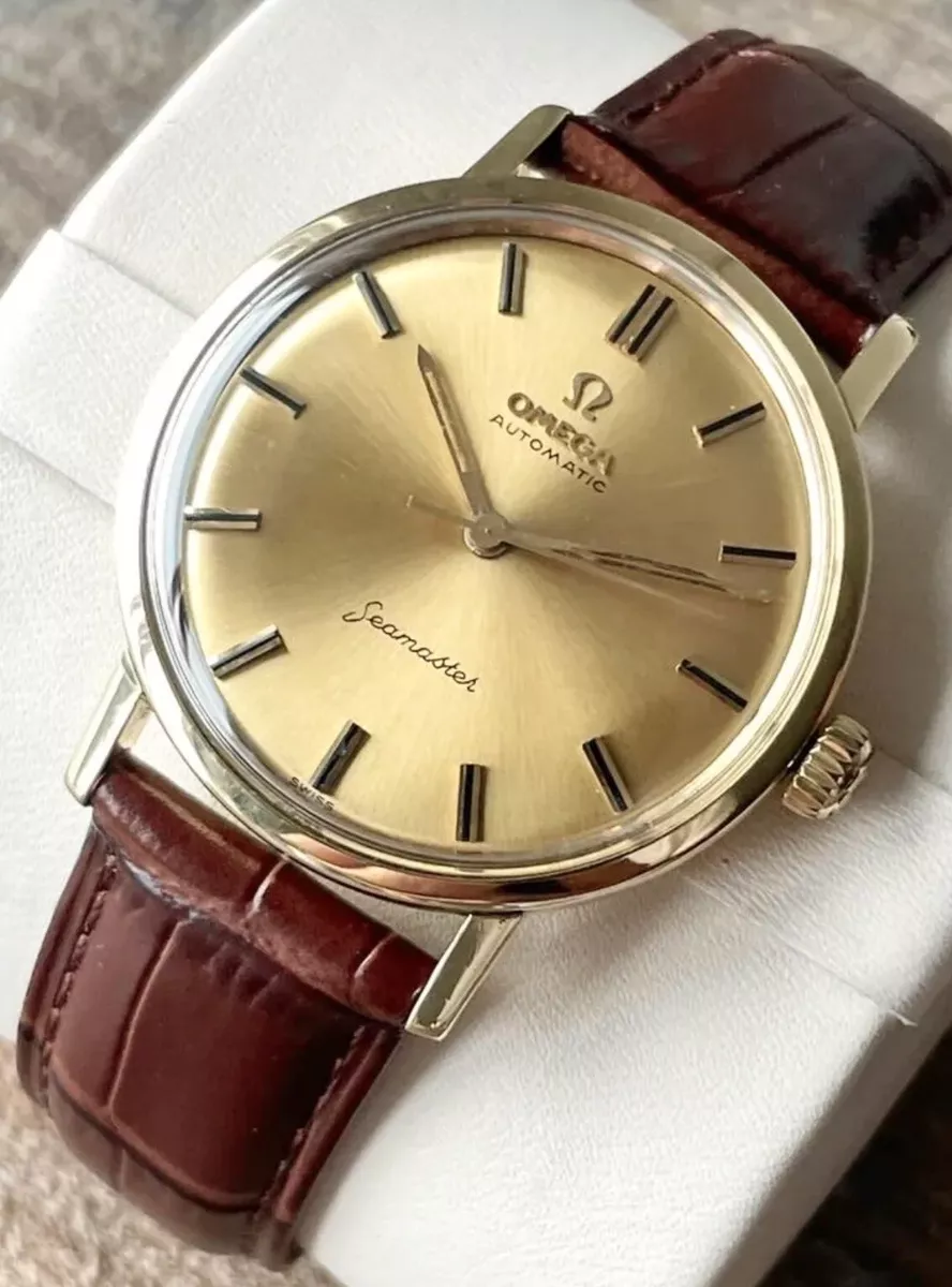 Vintage omega seamaster 18k gold watch hot sale