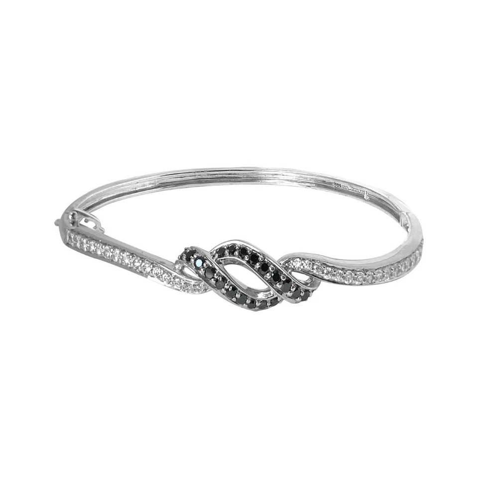 Natural Black Spinel 2Beloved cuff/ bangle Bracelet Sterling Silver - Image 3 of 4