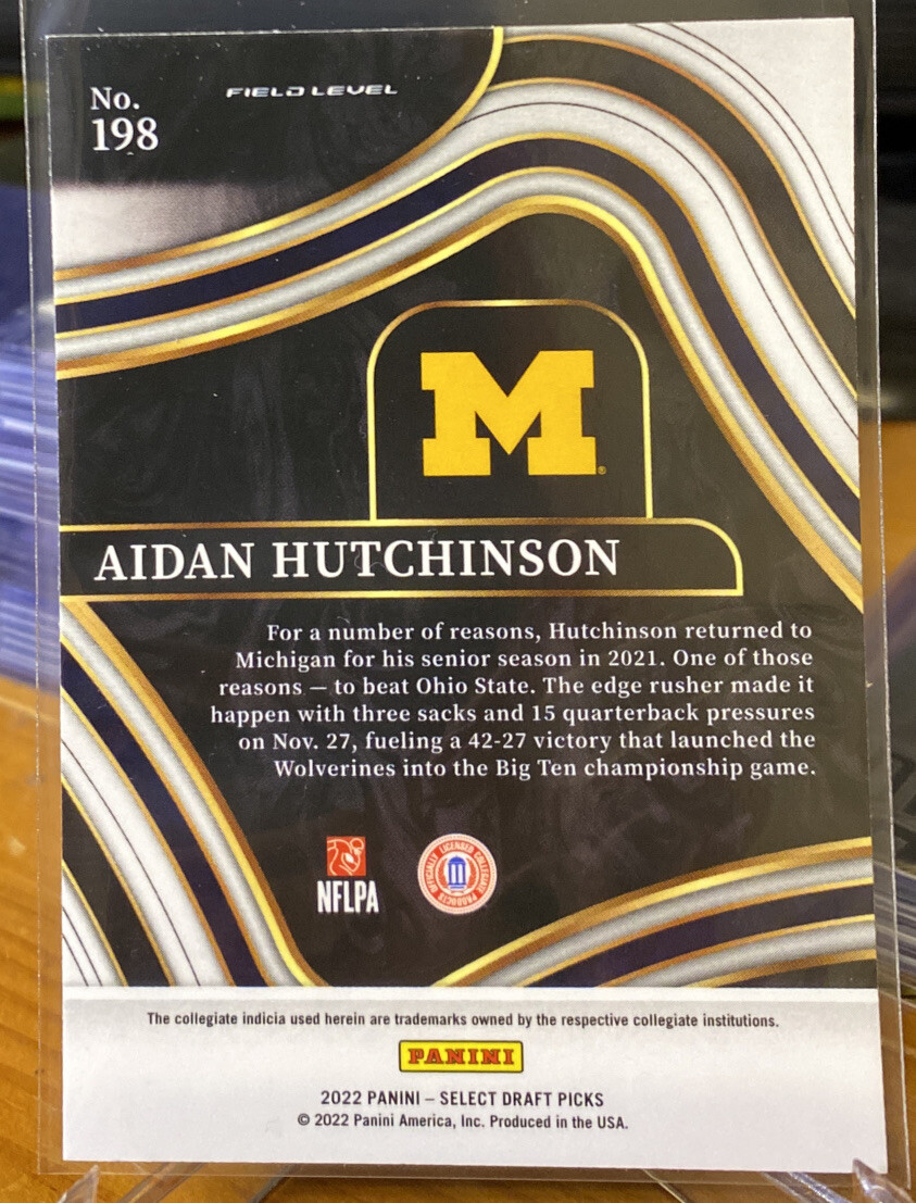 Aidan Hutchinson 2022 Panini Select Draft Picks Field Level Rookie