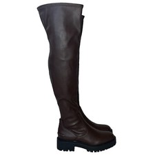 Franco Sarto Brown Fera Faux Leather Over The Knee Tall Lug Sole Boots Size 7