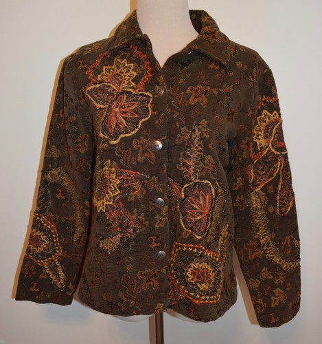 New Womens Coldwater Creek Jacket PM Chenille Button Front Blazer Petite Medium