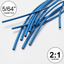 5/64" ID Blue Heat Shrink Tube 2:1 ratio polyolefin (25 ft) inch/feet/to 2mm