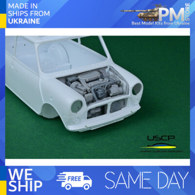 USCP 24T059 1/24 Mini Cooper MPI Engine Bay Super Detail set Resin