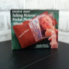 New Vtg Sharper Image Talking Pictures Pocket Photo Album, 10 Photos, 2 Msgs