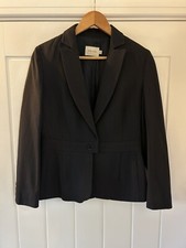 Ladies Reiss Uk12 Aspen Blazer -navy Pinstripe Single Breasted Wool Blend Blazer