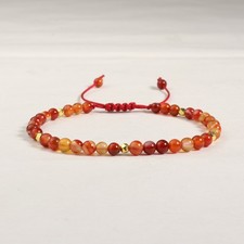 Natural Red Agate Stone Beaded Bracelet Banded Agate Bracelet Gift for her