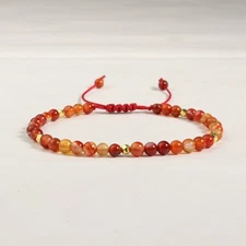 Natural Red Agate Stone Beaded Bracelet Banded Agate Bracelet Gift for her