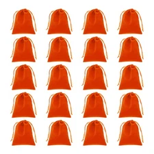 20pcs Flocked Drawstring Bag 3.9 x 4.7 Inch Jewelry Pouches Gift Bags, Orange