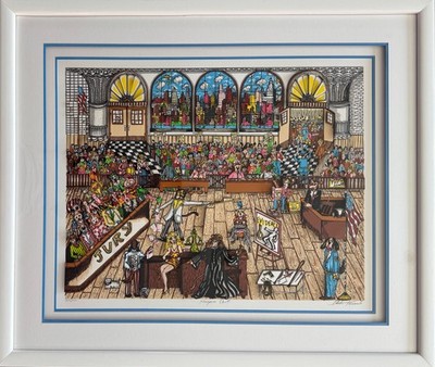 Charles Fazzino KANGAROO COURT Hand Signed Framed 3-D Serigraph Jury Lawyer Art