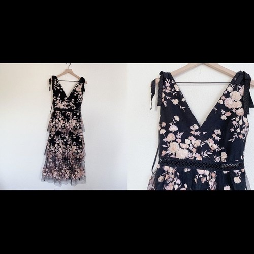 Self-Portrait Midnight Floral Mesh Midi Dress - Picture 11 of 12