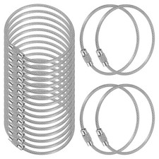 6.3 Inch Wire Keychain Cable, 20 Pack Key Ring Loop, Silver