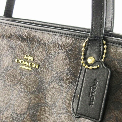 Coach Tote Bag Handbag Pvc Leather Signature Logo Brown F58292 /Ck25 Gy18 Women - Picture 5 of 7