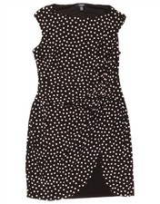 Chaps Womens Sleeveless Sheath Dress UK 18 XL Black Polka Dot Polyester CM06