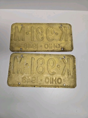 1948 Ohio license plate pair Ford Chevy Garage Wall Art - Picture 2 of 2